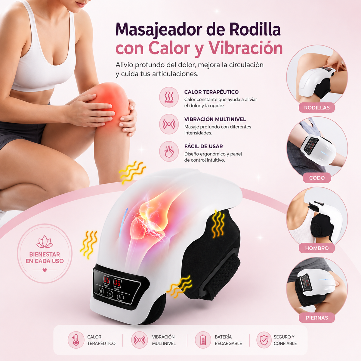 Masajeador de Rodilla con Calor y Vibración™